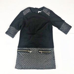 Black synthetic Leather Design Moto Dress …